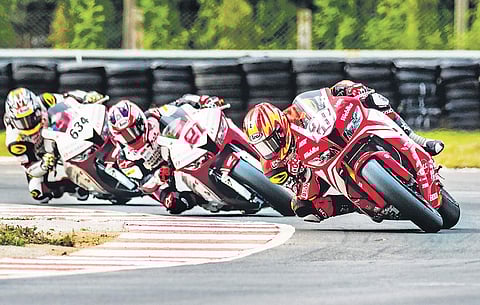 Action from the final day of Asia Road Racing Championship, in Chennai on Sunday