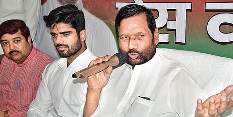 Union Minister Ram Vilas Paswan during a Press conference in Patna (Photo| PTI)