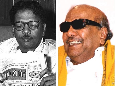 A collage of the late DMK patriarch and Tamil film Industry's beloved scriptwriter M Karunanidhi.
