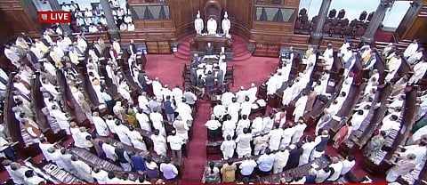 Rajya Sabha proceedings underway. (Photo| Screen grab)