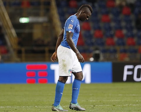 Italy's Mario Balotelli leaves the field as he is substituted during the UEFA Nations League soccer match between Italy and Poland at Dall'Ara stadium in Bologna, Italy, Friday, Sept. 7, 2018. | AP