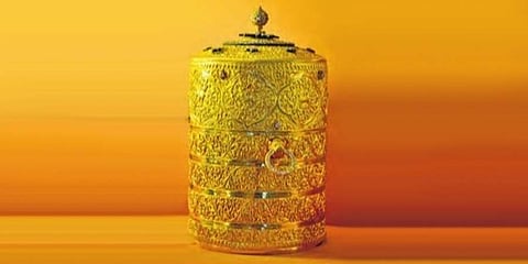 The diamond-studded gold tiffin box at the Nizam Museum. | (File | ENS)