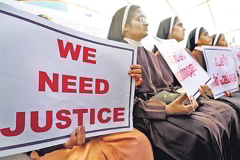 Nuns protesting against the delay in the arrest of Jalandhar Bishop Franco Mulakkal in Kochi. (File| EPS /  Melton Antony)