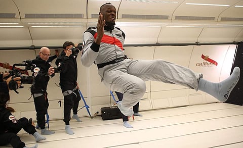 Usain Bolt took a zero-gravity flight over France on Wednesday, courtesy of a champagne producer. (Photo | Usain Bolt Twitter)