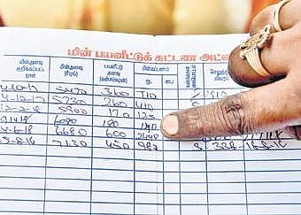 A resident shows a huge jump in her power bill | ASHWIN PRASATH