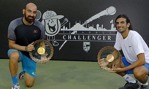 Indian tennis star Purav Raja (L) and his Australian partner Rameez Junaid (Photo | Purav Raja Instagram)
