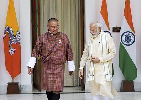 Incumbent Prime Minister Tshering Tobgay with  PM Modi ( File Photo)