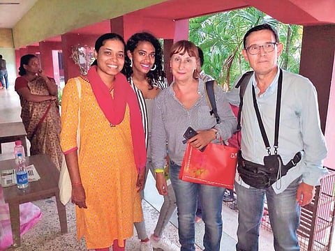 Laxmi and Sagarika with their foster parent in Cuttack | Express