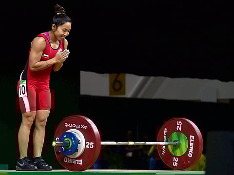 Mirabai Chanu's (in Pic) coach Vijay Sharma is among seven people recommended for the prestigious award. (File | PTI)
