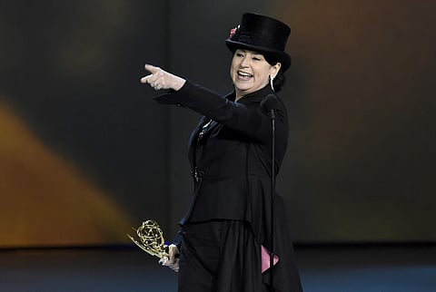 Amy Sherman-Palladino accepts the award for outstanding writing for a comedy series for 'The Marvelous Mrs. Maisel' at the 70th Primetime Emmy Awards on Monday. (Photo: AP)