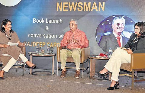 Rajdeep Sardesai in conversation with Priya Gowtham (L) and Nancy Sathish from FICCI FLO Chennai  Martin Louis