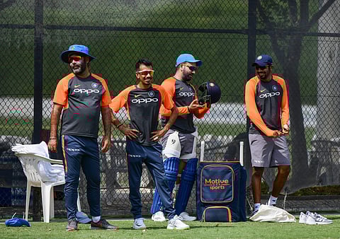 Indian cricket players practice for the Asia Cup in Dubai Monday Sep 17 2018. | PTI