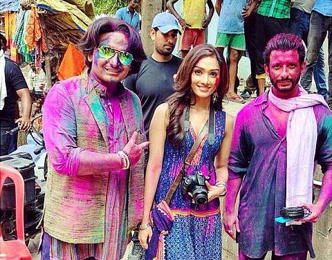 Aishwarya Devan (middle) during the shoot of  Kaashi in Search of Ganga.