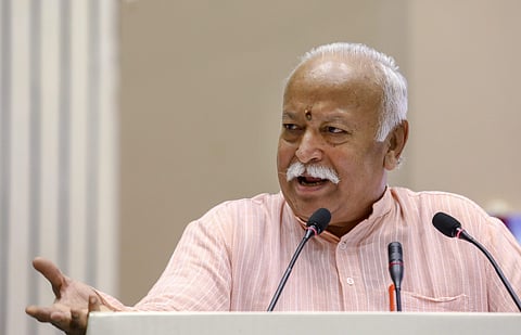 RSS chief Mohan Bhagwat speaks on the 2nd day at the event titled 'Future of Bharat An RSS perspective' in New Delhi Tuesday Sept 18 2018. | PTI