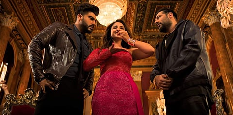 Arjun Kapoor, Parineeti Chopra and Badshah in a song from 'Namaste England'