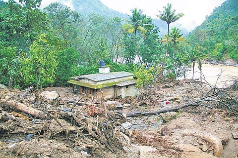 One of the damaged houses in Periyar Valley which experienced multiple landslides