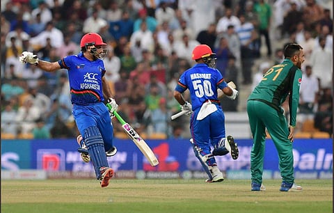 Asghar Afghan and Hashmatullah Shahidi shared a match-changing 94-run stand for the fourth wicket for Afganistan (Photo | Twitter/ICC)