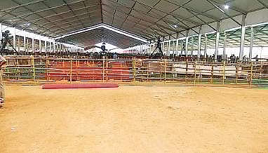 The meeting venue at Amlipali Ground in Jharsuguda | Express