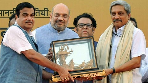 Nitin Gadkari, Amit Shah and Manohar Parrikar. (File | PTI)