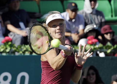 Kiki Bertens of the Netherlands returns a shot to Ajla Tomljanovic of Australia during their final match at the Korea Open tennis championship in Seoul. (Photo | AP)