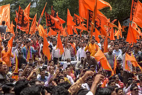 With the government reluctant to heed their demands, Maratha group are planning to launch a political party. (In Pic | Maratha Kranti Morcha activists during a protest over their demands for reservations in August. (File / PTI))