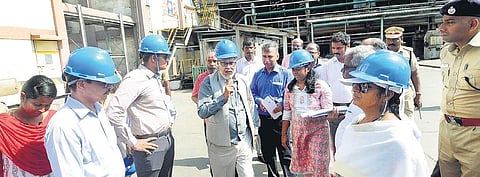 Members of the NGT-appointed committee with other officials during the inspection at Sterlite copper unit on Sunday | EXPRESS