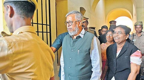 Retired judge Tarun Agarwal, who heads the three-member expert panel, arrives at NGT’s Southern Bench in the city for hearing on Sterlite case on Monday | Express