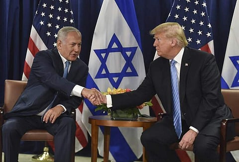 Israeli Prime Minister Benjamin Netanyahu and Donald Trump. (Photo | AFP)