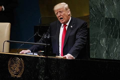 President Donald Trump delivers a speech to the United Nations General Assembly, Tuesday, Sept. 25, 2018, at U.N. Headquarters. (Photo | AP)