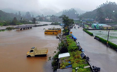 In this 14 August 2018 file photo, Munnar town is flooded after the shutters of the Mattuppetty dam were opened.  (Photo | EPS)