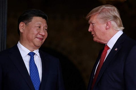 FILE: US President Donald Trump welcomes Chinese President Xi Jinping at Mar-a-Lago state in Palm Beach, Florida, U.S., April 6, 2017. | Reuters