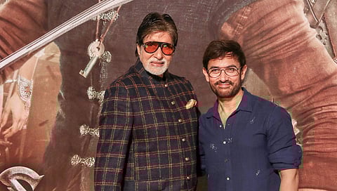 Bollywood actors Amitabh Bachchan and Aamir Khan during the trailer launch function of 'Thugs of Hindustan' on 27 September 2018 in Mumbai. | PTI