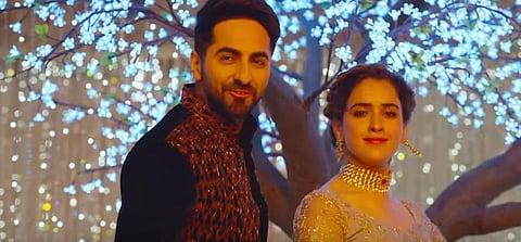 Ayushmann Khurrana and Sanya Malhotra in 'Badhaai Ho'.