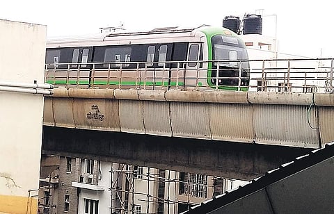 Metro train parked after technical glitch at National College station on Thursday