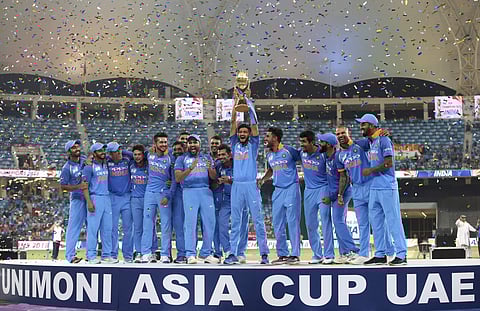 India beat Bangladesh by three wickets to win their seventh Asia Cup title in a pulsating last-ball finish. (Photo | AP)