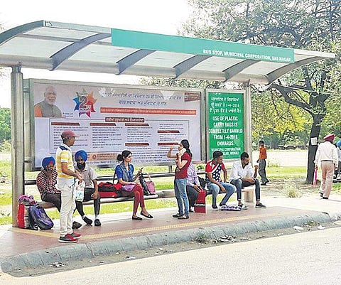 Bus queue shelters.