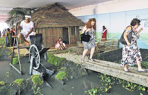 A model of a village at the KTM venue at Willingdon Island | Melton Antony