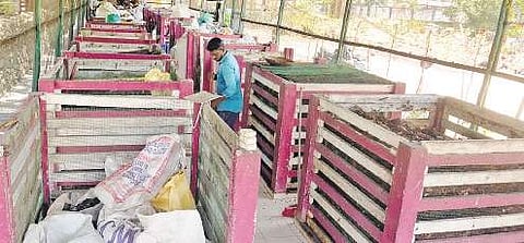 Aerobic bin unit installed by the city corporation for treating the biodegradable waste at Jagathy   Vincent Pulickal