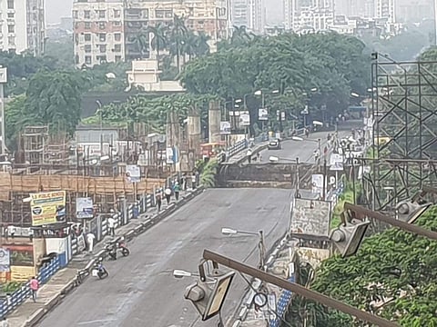 A portion of Kolkata's Majherhat bridge collapsed on Tuesday. (Photo | Special Arrangement)