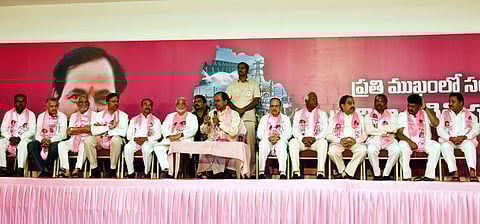 MLA candidates meeting at Telangana Bhavan in Hyderabad on Thursday. (Express)
