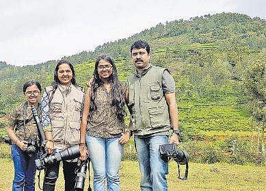 Dr Vinod Kumar with his family during one of their photography trips; (