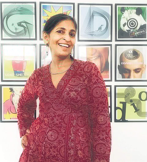 Gopika Chowfla with her artworks