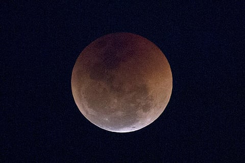 This photo shows the moon during a total lunar eclipse, seen from Los Angeles, Sunday Jan. 20, 2019. (Photo | AP)