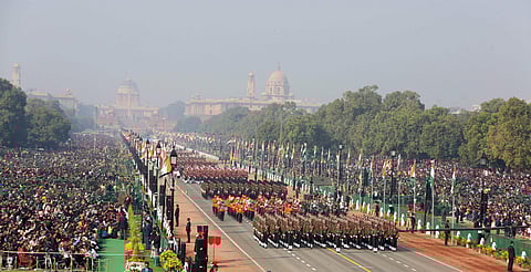 Indian Paramilitary soldiers march past Rajpath, the ceremonial boulevard, during Republic Day parade in New Delhi.  (EPS | Shekhar Yadav)