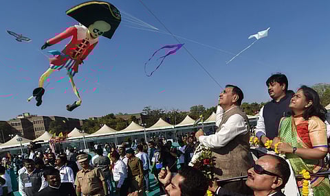 Nationals of 45 countries and people from 13 states within the country Sunday participated in a kite festival in Gujarat's Ahmedabad. IN PICS: The following pictures are from the festival. (Photo | PTI)