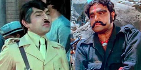 Bollywood actors Asrani and Viju Khote in 'Sholay'. (Photo | YouTube Screengrab)