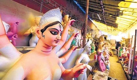 Pandal, by Milani Durga Puja association in Mayur Vihar Phase 1 has opted for the theme ‘Save Earth’.