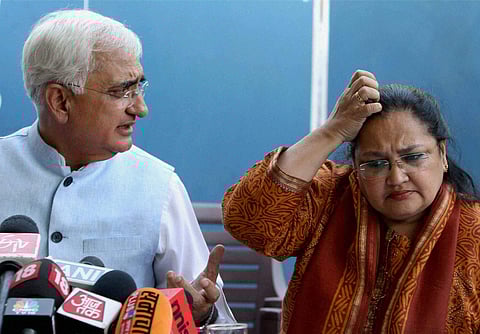 Salman Khurshid's wofe Louise is charged with embezzlement of central funds through Dr Zakir Hussain Memorial Trust. (File Photo | PTI)