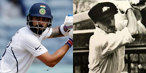 India skipper Virat Kohli (L) and Australian batting legend Don Bradman
