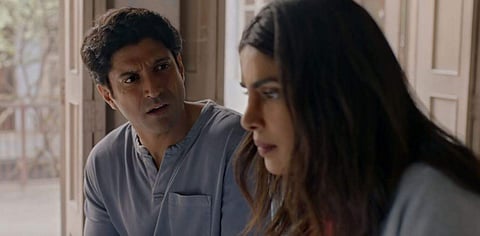 Farhan Akhtar and Priyanka Chopra in 'The Sky is Pink'.